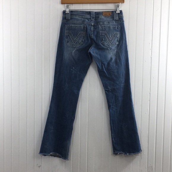 Vigoss Collection Flare Jeans Womens 5 Light Wash Distressed Cotton Raw Hem - Picture 4 of 13